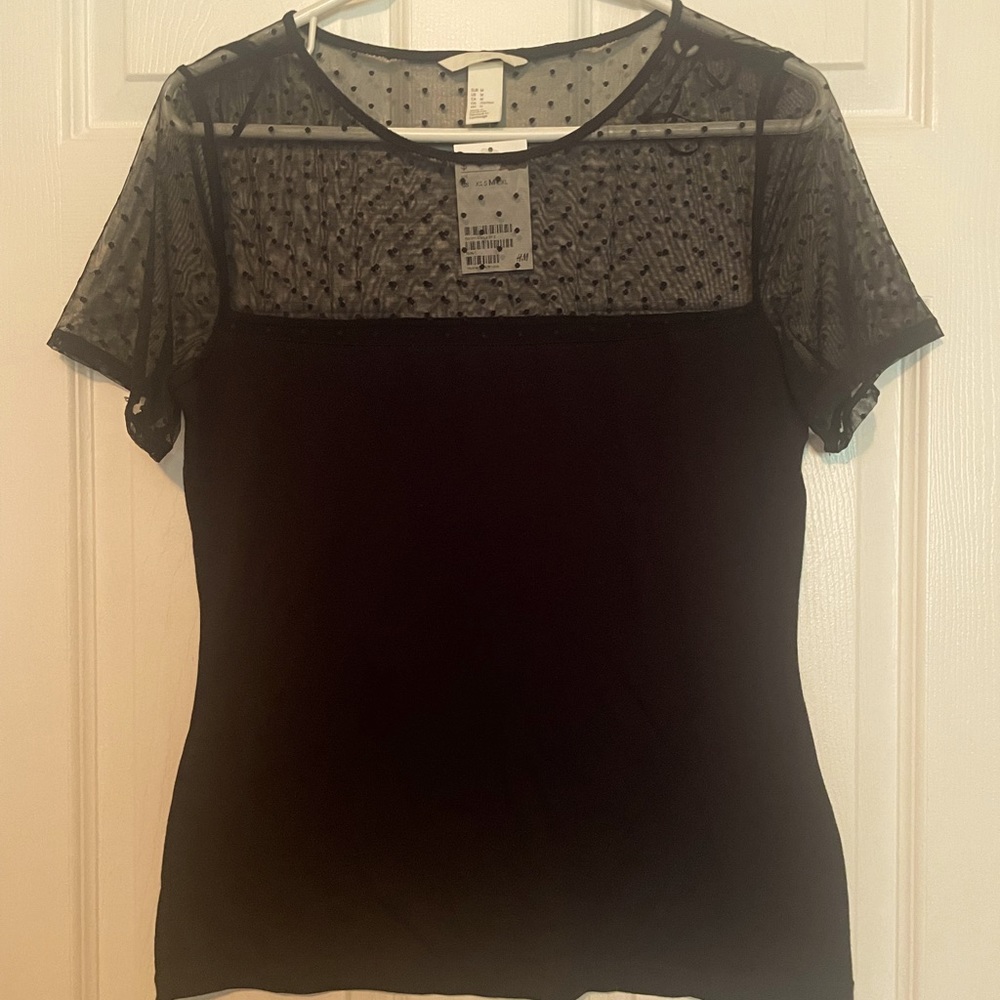 H&M Black with Lace Blouse. Size Medium.